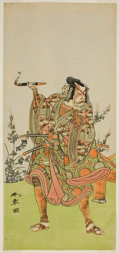 The Actor Ichikawa Danzaburo II as Usui no Sadamitsu (?) in the Play Edo Katagi Hikeya Tsunasaka (?), Performed at the Ichimura Theater (?) in the Eleventh Month, 1772 (?)