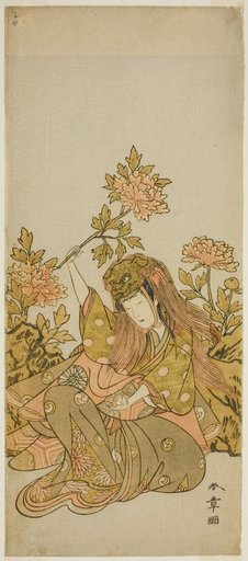 The Actor Nakamura Noshio I in a "Shak-kyo Odori" (Stone Bridge Dance), in the Play Onna Aruji Hatsuyuki no Sekai, Performed at the Morita Theater in the Eleventh Month, 1773