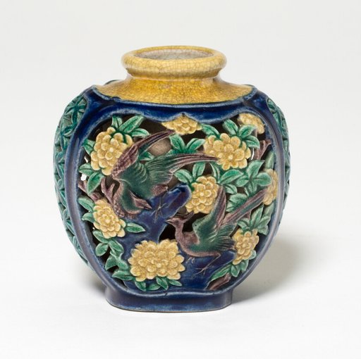 Miniature Openwork Bottle with Birds and Peonies