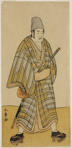 The Actor Otani Hiroemon III as Gokumon Shobei in the Play Sugata no Hana Kurofune Zukin, Performed at the Morita Theater in the Ninth Month, 1774