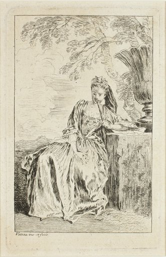 Seated Woman Leaning against a Plinth, from Figures de modes