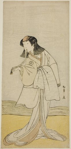 The Actor Segawa Kikunojo III as Miura no Katagai Disuigsed as the Nun Narukami, in the Play Ume-goyomi Akebono Soga, Performed at the Ichimura Theater in the Second Month, 1780