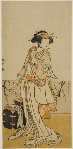 The Actor Segawa Yujiro I as Osai, a Female Hairdresser, in the Play Kamuri Kotoba Soga no Yukari, Performed at the Ichimura Theater in the First Month, 1776