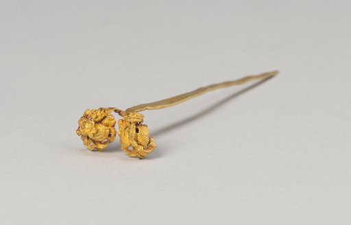 Hairpin with Head formed as Twin Clusters of Vine and Blossoms