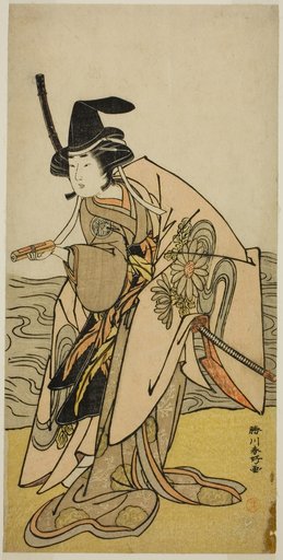 The Actor Yamashita Kinsaku II as Lady Kikusui (Kikusui Gozen) in the Play Kaeribana Eiyu Taiheiki, Performed at the Nakamura Theater in the Eleventh Month, 1779