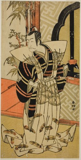The Actor Ichikawa Danjuro V as Kajiwara Heiji (?) in the Play Hiragana Seisuiki (?), Performed at the Morita Theater (?) in the Third Month, 1776 (?)