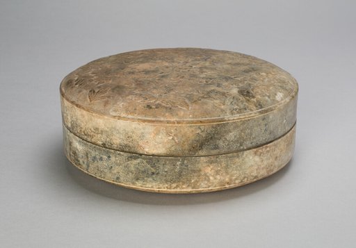 Round Covered Box with Flowers and Leaves