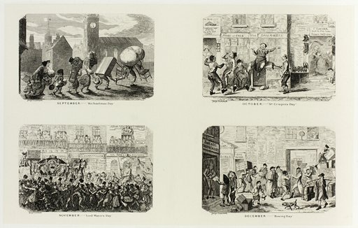 September – "Michaelmas Day" from George Cruikshank's Steel Etchings to The Comic Almanacks: 1835-1853 (top left)
