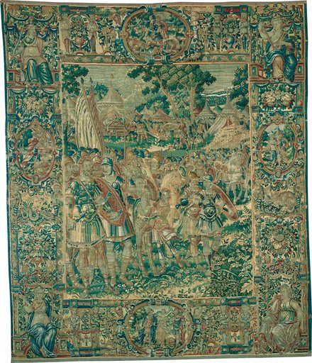 Alexander Kneeling before Jaddus at the Gates of Jerusalem [left section], from The Story of Alexander the Great
