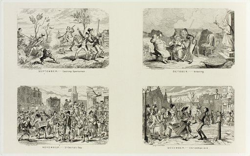 September – Cockney Sportsmen from George Cruikshank's Steel Etchings to The Comic Almanacks: 1835-1853 (top left)