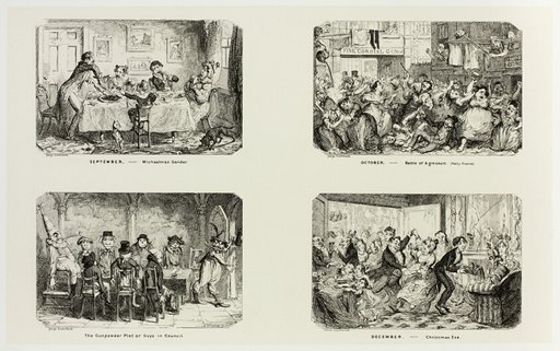 September – Michaelmas Gander from George Cruikshank's Steel Etchings to The Comic Almanacks: 1835-1853 (top left)