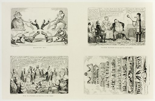 Quarter Day from George Cruikshank's Steel Etchings to The Comic Almanacks: 1835-1853 (top left)