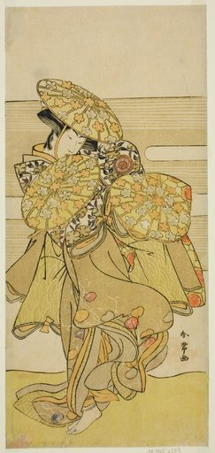 The Actor Iwai Hanshiro IV in the Hanagasa Dance in the Play Iromi-gusa Shiki no Somewake, Performed at the Nakamura Theater in the Ninth Month, 1781