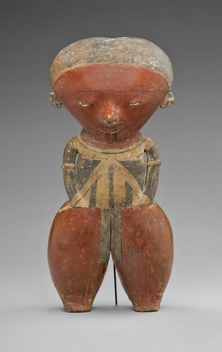Polychrome Standing Figure with Exaggerated Head and Hips