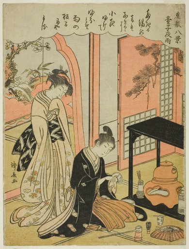Night Rain of the Tea Stand, from the series "Eight Scenes of the Parlor (Zashiki hakkei)"