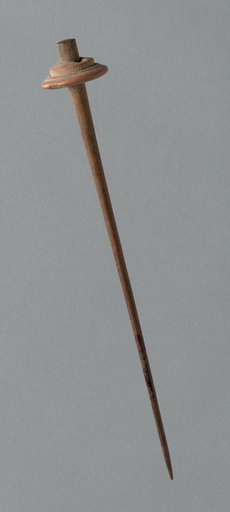 Wooden Spindle with Ceramic Whorl