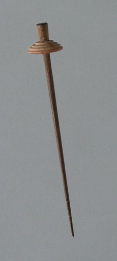 Wooden Spindle with Ceramic Whorl