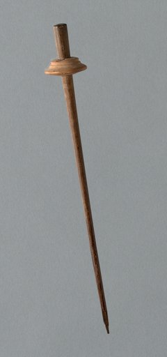 Wooden Spindle with Ceramic Whorl