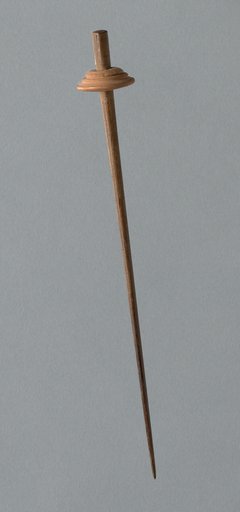 Wooden Spindle with Ceramic Whorl
