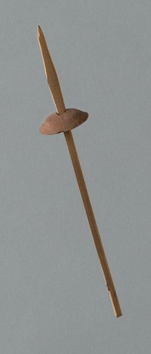 Wooden Spindle with Ceramic Whorl