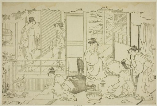 The First Bath of the New Year (Yudono hajime), from the illustrated book "Colors of the Triple Dawn (Saishiki mitsu no asa)"