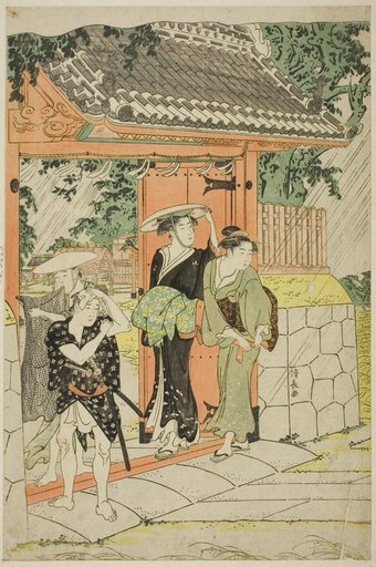 Sudden Shower at Mimeguri Shrine