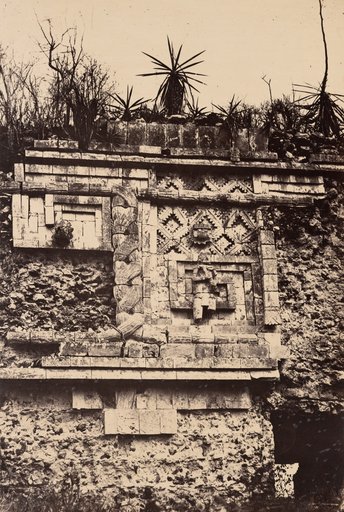 Uxmal, Indian Bas Relief, Nun's Palace  (Uxmal, Bas Relief de l'Indien, Palais des Nonnes), plate 44 from the album "Cités et Ruines Américaines, Gide Paris" (1863)