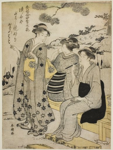 Rabbit-Ear Irises in Autumn, from the series "Choicest Odes upon Flowers of the Four Seasons (Shuku awase, shiki no hana)"