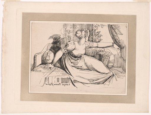 A Woman Sitting by the Window (“Evening Thou Bringest All”), from the first issue of Specimens of Polyautography