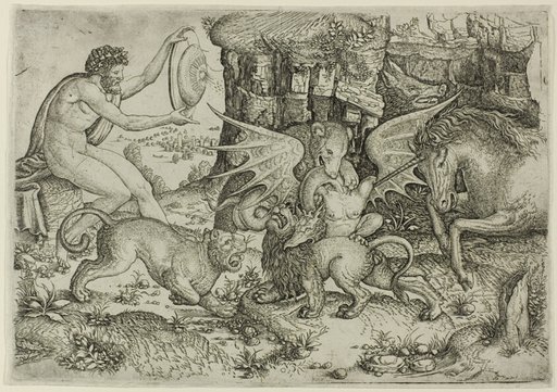Allegory: Combat of Animals in the Presence of Man with Shield