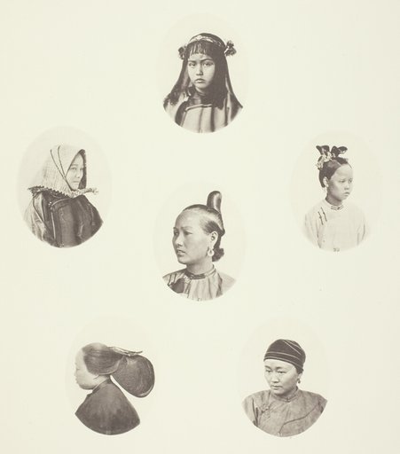 Headdress of Cantonese Girl; Winter Headdress; Coiffure of Swatow Woman; Coiffure of Swatow Woman; Coiffure of Ningpo Woman; Coiffure of Shanghai Woman