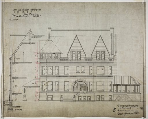 William Bunge House, Chicago, Illinois, Front Elevation