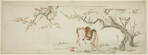Horse beneath a Flowering Plum Tree