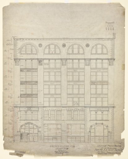 Lakeside Press Building, Chicago, Illinois, Front Elevation