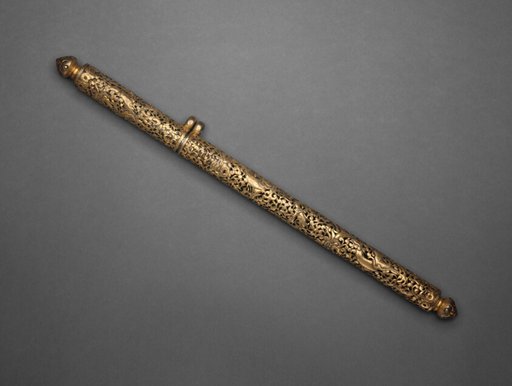Pen Case with Dragons and Foliate Design with Inscription