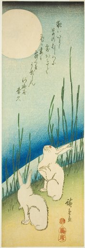 Rabbits under full moon