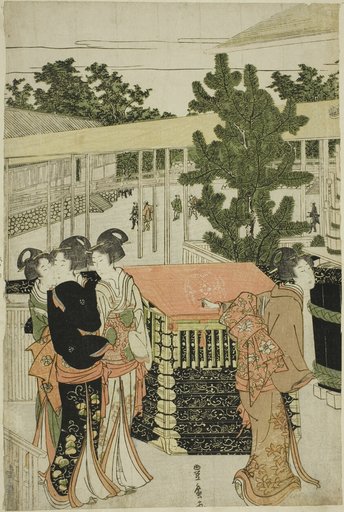 New Year's Pilgrimage to Myohoji Temple in Horinouchi (Horinouchi Myohoji eho mairi no zu)