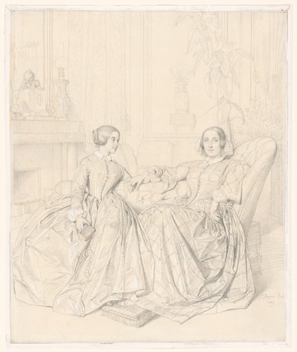 Comtesse Charles d’Agoult (born Marie de Flavigny) and Her Daughter Claire d’Agoult
