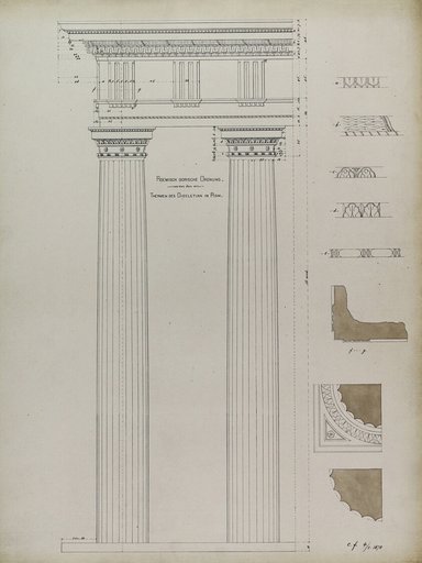 Orders of Architecture, Roman Doric Order from Baths of Diocletian, Rome, Italy, Elevation