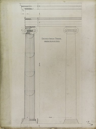 Orders of Architecture, Greek Ionic Order from the Temple of Minerva Polias, Athens, Greece, Elevation