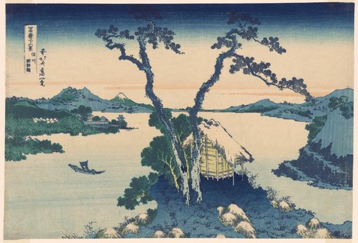 Lake Suwa in Shinano Province (Shinshu Suwako), from the series "Thirty-six Views of Mount Fuji (Fugaku sanjurokkei)"