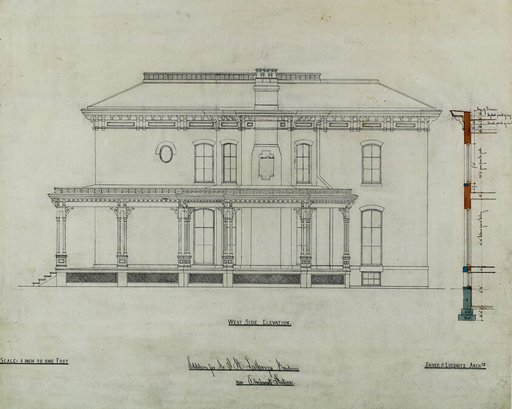Joseph H. Lathrop House Addition, Elmhurst, Illinois, Elevation and Section