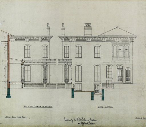 Joseph H. Lathrop House Addition, Elmhurst, Illinois, Elevations and Section
