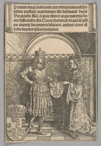 Maximilian and Maria of Burgundy, plate 2 from Historical Scenes from the Life of Emperor Maximilian I from the Triumphal Arch