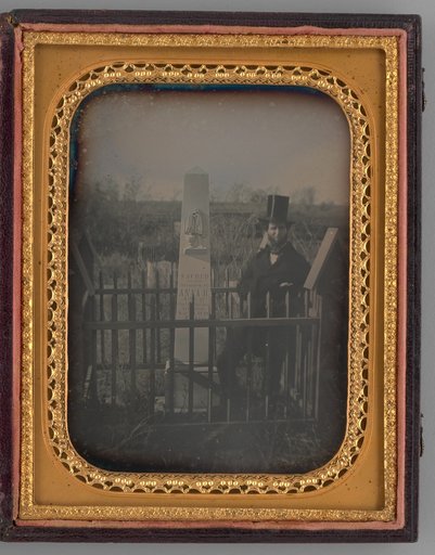 Untitled (Portrait of a Man with a Top Hat Standing next to a Gravestone)