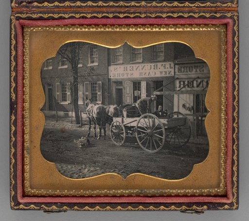 Untitled (City Scene with Horse-Drawn Carriage)