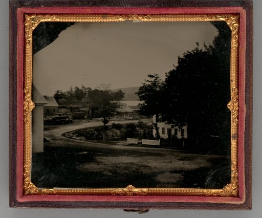 Untitled (Curved Road with Several Houses)