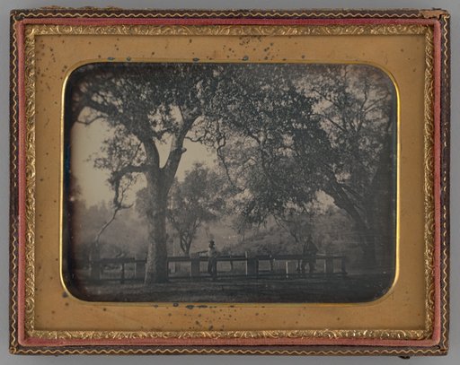 Untitled (Man Leaning Against a Fence in Front of a Cemetery)