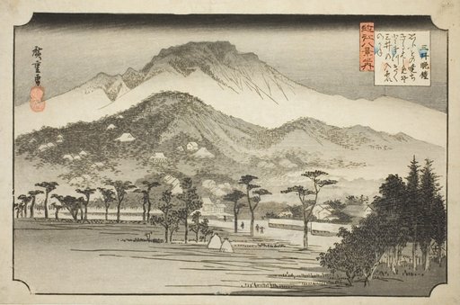 The Evening Bell at Miidera (Mii no banshō), from the series "Eight Views in Omi Province (Omi hakkei no uchi)"