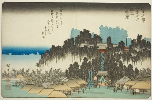 Evening Bell at Ikegami (Ikegami no bansho), from the series "Eight Views in the Environs of Edo (Edo kinko hakkei no uchi)"